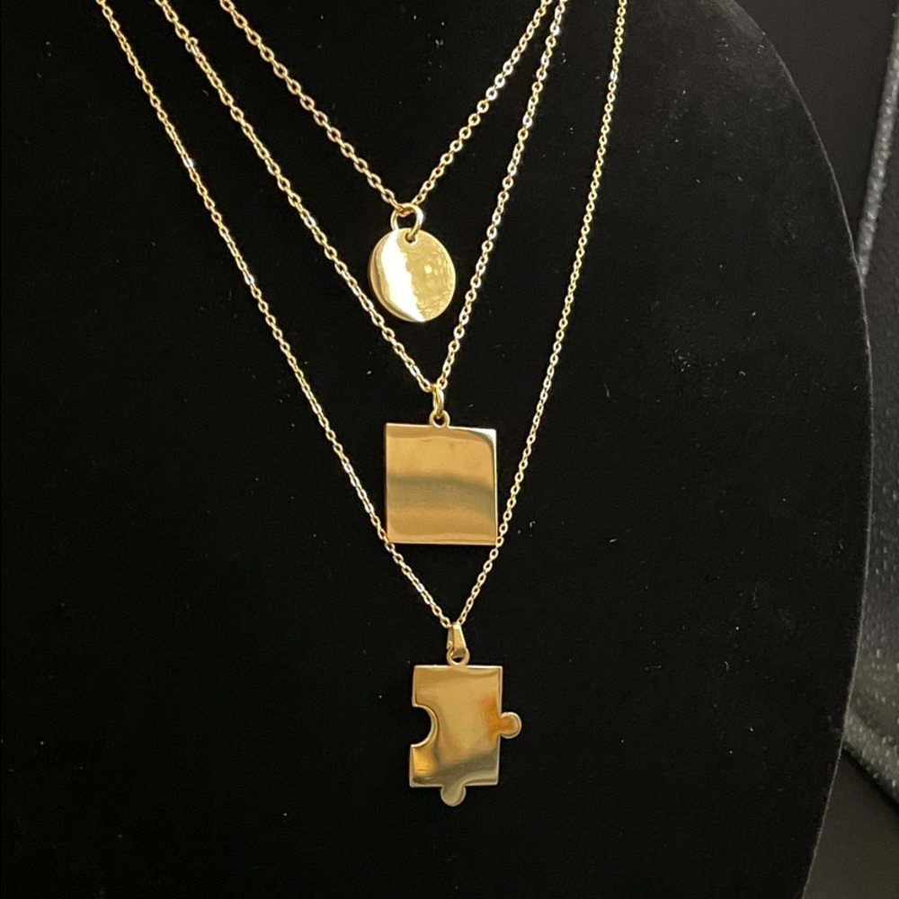 Plunder Design Gold Tone Necklace Pendant Bundle All 3 Designs Engravable